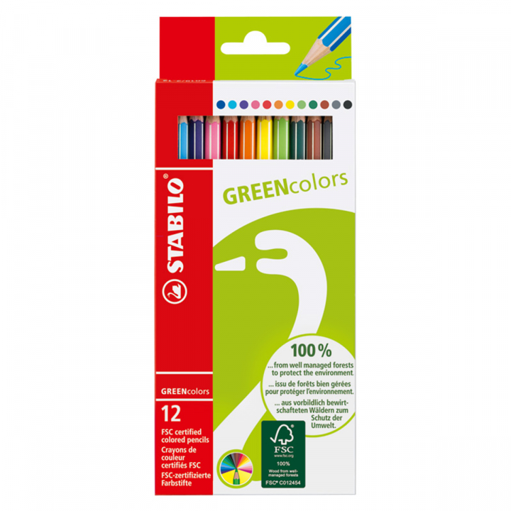 GreenColors Coloring pencils 12 pcs in de groep Pennen / Kunstenaarspotloden en -stiften / Kleurpotloden bij Voorcrea (127802)