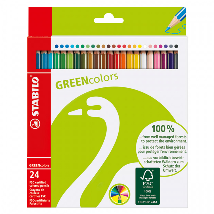 GreenColors Coloring pencils 24 pcs in de groep Pennen / Kunstenaarspotloden en -stiften / Kleurpotloden bij Voorcrea (127804)