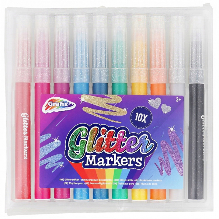 Glitter Markers 10-set in de groep Kids / Kinderpotloden en -stiften / Viltstiften voor kinderen bij Voorcrea (128513)