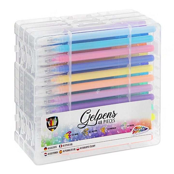 Gelpennen 48-delig (Glitter/Neon/Metallic/Pastel) in de groep Kids / Kinderpotloden en -stiften / Schrijfpennen voor kinderen bij Voorcrea (128516)