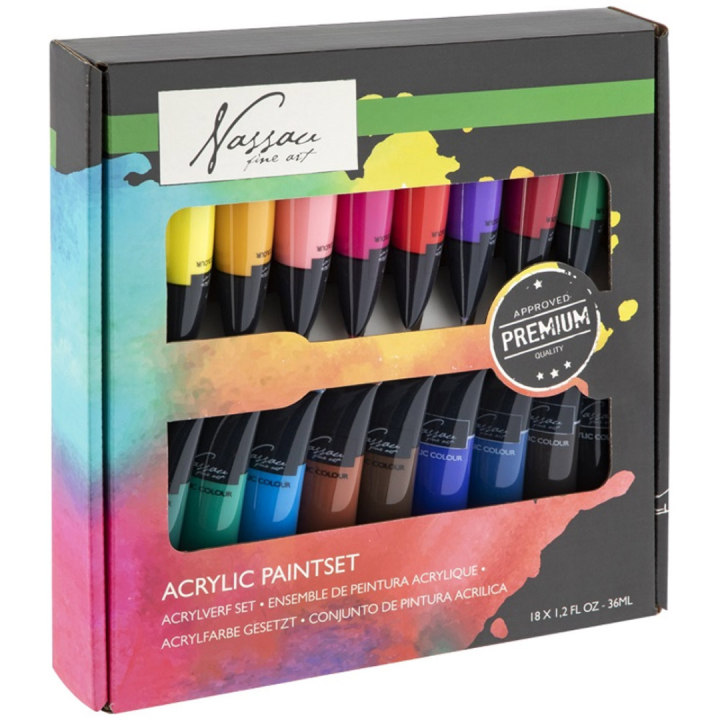 Acrylverf 36 ml 18-set in de groep Kunstenaarsmateriaal / Kunstenaarsverf / Acrylverf bij Voorcrea (128540)