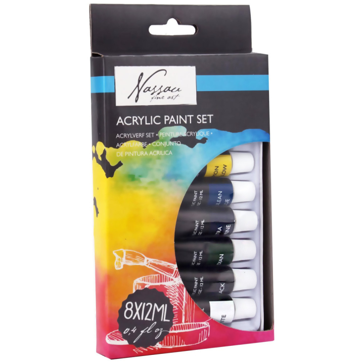 Acrylverf 12 ml 8-set in de groep Kunstenaarsmateriaal / Kunstenaarsverf / Acrylverf bij Voorcrea (128543)