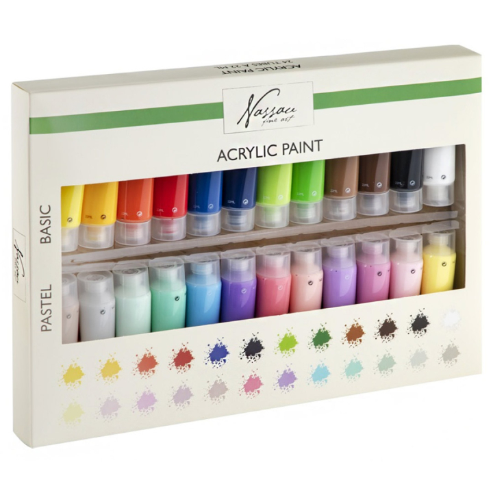 Acrylverf set (22 ml) 24-set in de groep Kunstenaarsmateriaal / Kunstenaarsverf / Acrylverf bij Voorcrea (128545)