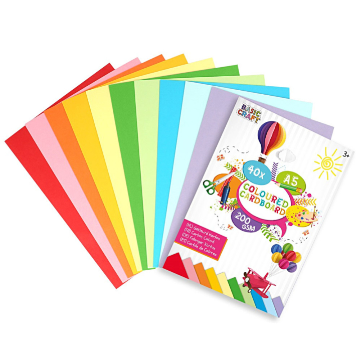 Knutselkarton 200g A5 40 stuks in de groep Kids / Leuk en leerzaam / Knutselpapier & Tekenblok voor kinderen / Gekleurd papier voor kinderen bij Voorcrea (128567)