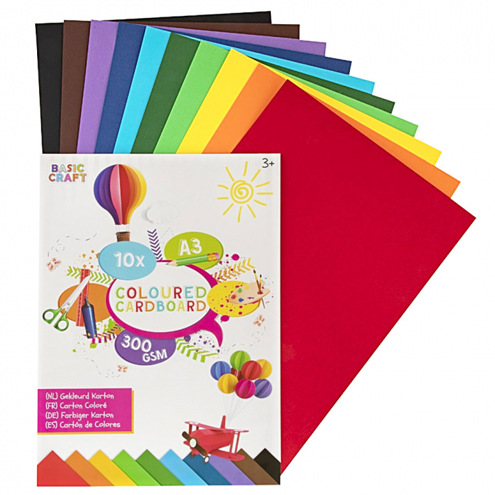 Gekleurd Karton 300g A3 10 Vellen in de groep Kids / Leuk en leerzaam / Knutselpapier & Tekenblok voor kinderen bij Voorcrea (128573)