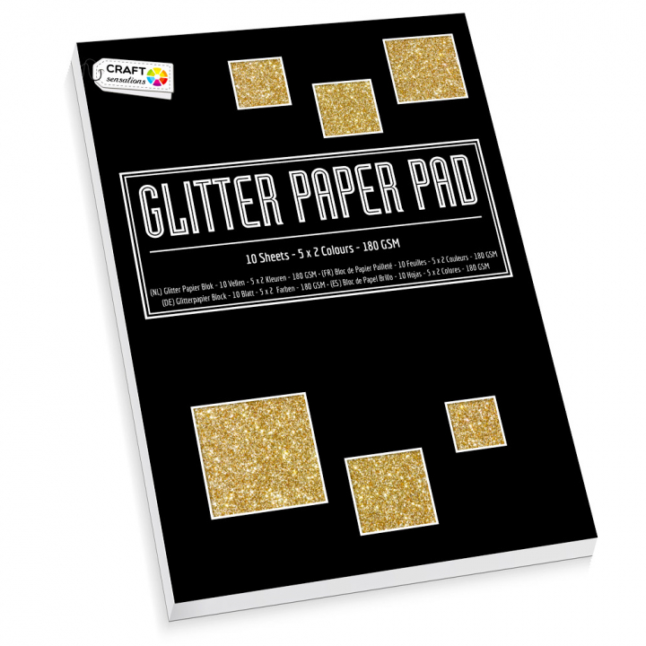 Glitter Papier Blok A4 10 vellen in de groep Creëren & Hobby / Creëren / Knutselen en DIY bij Voorcrea (128589)