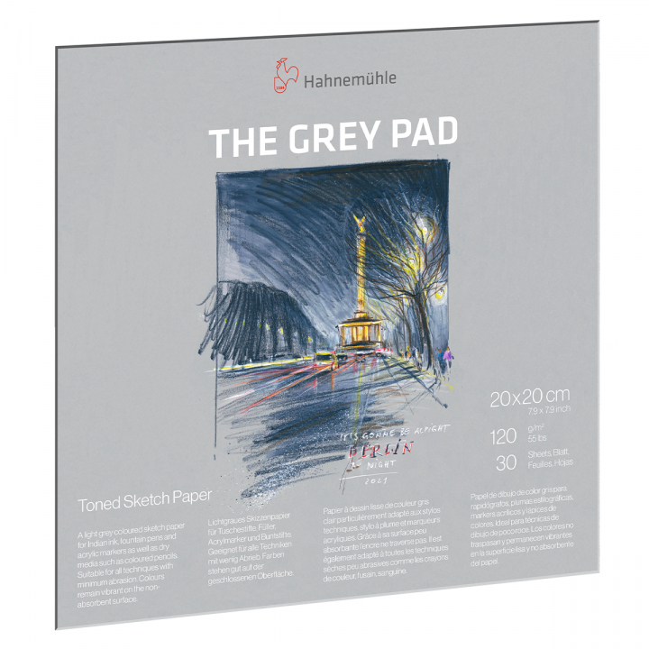 The Grey Pad Schetsblok 20x20 cm 120g in de groep Papier & Blokken / Tekenblokken / Gekleurd papier bij Voorcrea (128671)