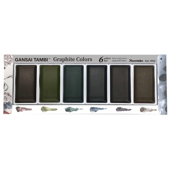 Gansai Tambi Aquarel 6-set Graphite Colors in de groep Kunstenaarsmateriaal / Kunstenaarsverf / Aquarelverf / Aquarelverf in napje bij Voorcrea (128725)