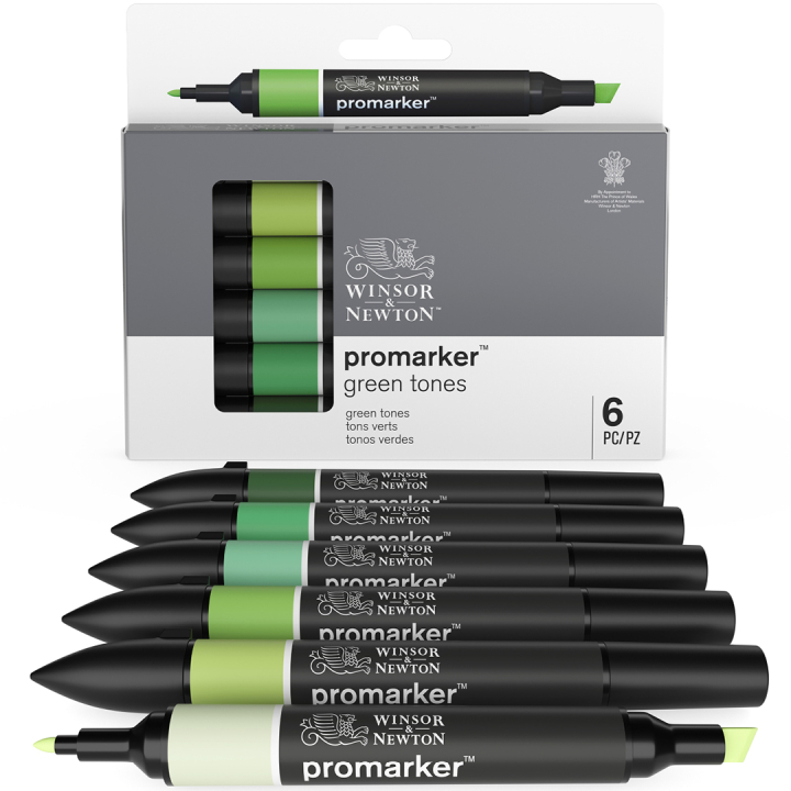 Promarker 6-set Green tones in de groep Pennen / Kunstenaarspotloden en -stiften / Illustratiemarkers bij Voorcrea (128777)