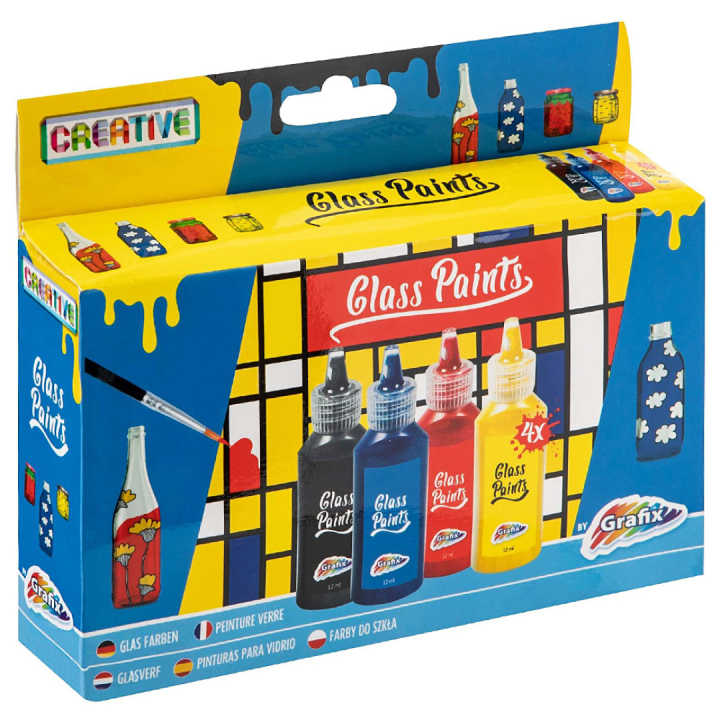 Glasverf - 4 kleuren in de groep Creëren & Hobby / Verf / Glas- en porceleinverf bij Voorcrea (129347)