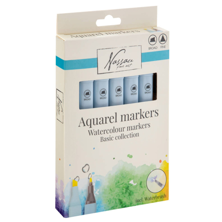  Aquarel Marker Set Dual Tip Basic 6st in de groep Pennen / Kunstenaarspotloden en -stiften / Aquarelpotloden bij Voorcrea (129352)
