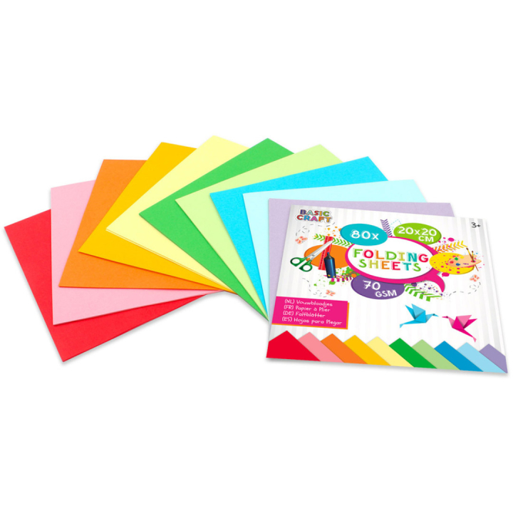 Vouwblaadjes 20x20 cm 80 stuks in de groep Kids / Leuk en leerzaam / Knutselpapier & Tekenblok voor kinderen / Origami papier  bij Voorcrea (129384)