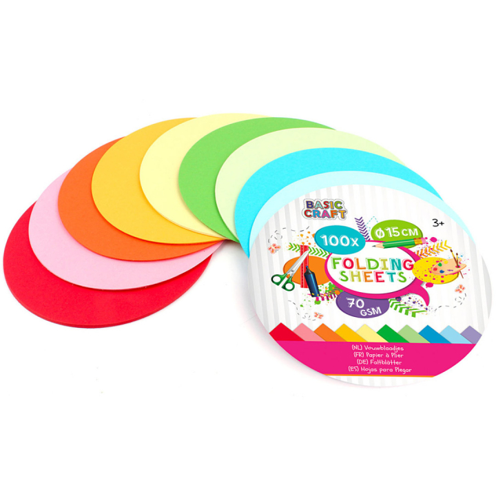 Ronde vouwblaadjes, Diameter 15 cm, 100st in de groep Kids / Leuk en leerzaam / Knutselpapier & Tekenblok voor kinderen / Origami papier  bij Voorcrea (129385)