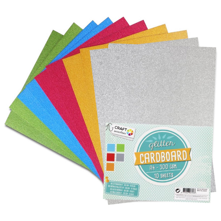 Hobbykarton Glitter A4 10 vel in de groep Kids / Leuk en leerzaam / Knutselpapier & Tekenblok voor kinderen / Glitterpapier bij Voorcrea (129395)
