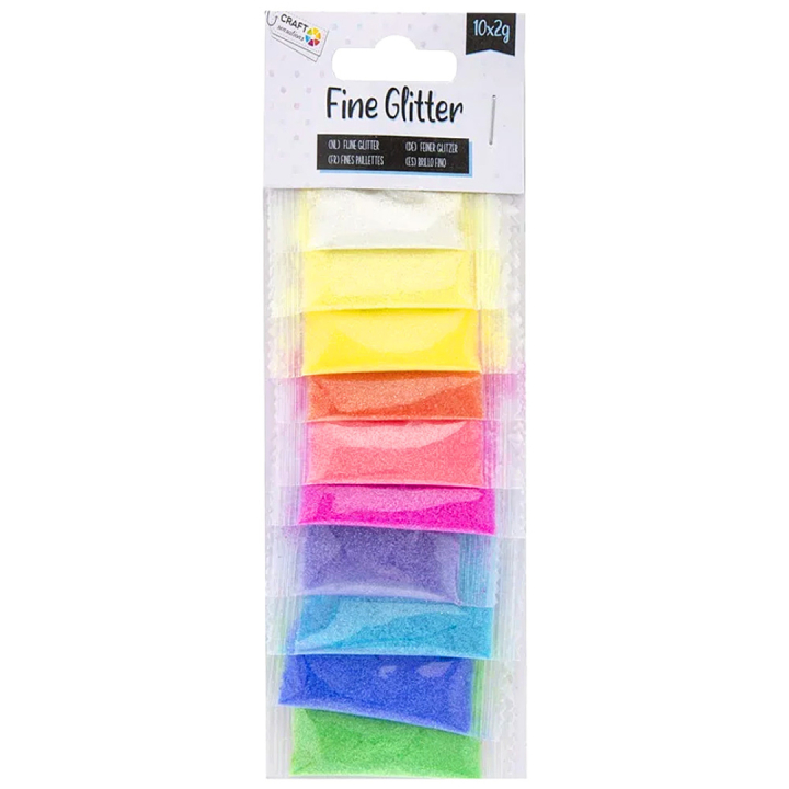 Glitter 10 farben x 2g in de groep Creëren & Hobby / Creëren / Knutselen en DIY bij Voorcrea (129403)