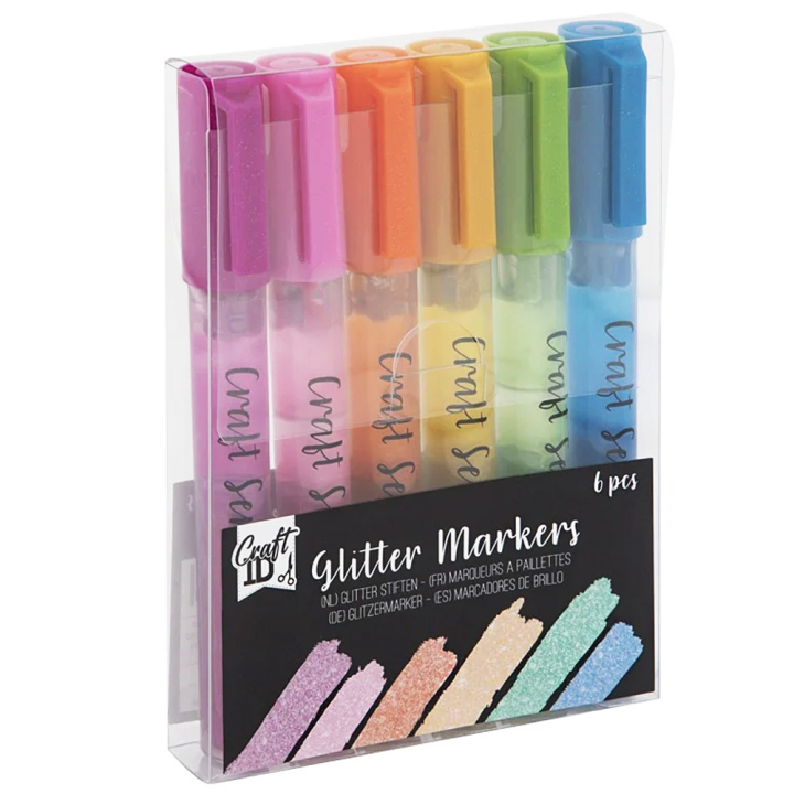 Glitter Stiften 6-set in de groep Kids / Kinderpotloden en -stiften / Viltstiften voor kinderen bij Voorcrea (129408)