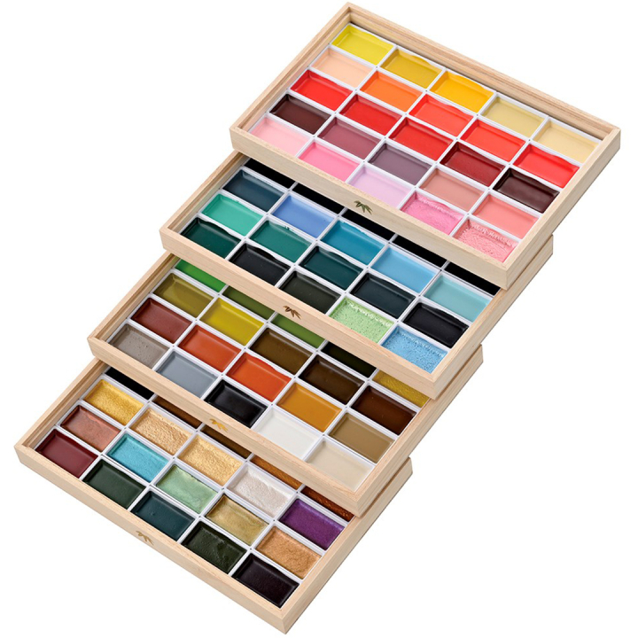 Gansai Tambi Aquarel 100-set in de groep Kunstenaarsmateriaal / Kunstenaarsverf / Aquarelverf / Aquarelverf in napje bij Voorcrea (129541)