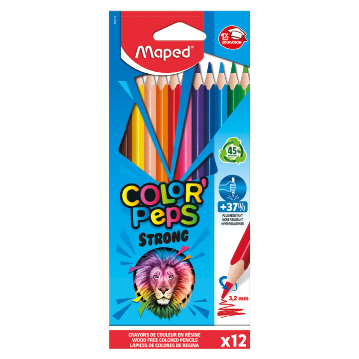 Kleurpotloden Color Peps Strong 12-pack in de groep Kids / Kinderpotloden en -stiften / Kleurpotloden voor kinderen bij Voorcrea (129637)