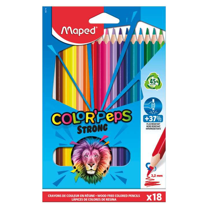 Kleurpotloden Color Peps Strong 18-pack in de groep Kids / Kinderpotloden en -stiften / Kleurpotloden voor kinderen bij Voorcrea (129638)