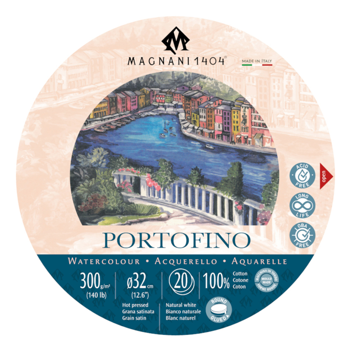 Aquarelblok Ronde Portofino 100% Katoen 300g 32cm 20 Sheets in de groep Papier & Blokken / Tekenblokken / Aquarelblokken bij Voorcrea (129657)