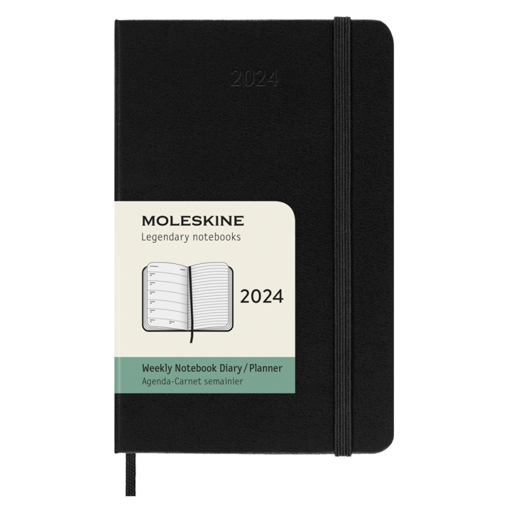 12M Weekly Notebook Hardcover Pocket Black in de groep Papier & Blokken / Kalenders en agenda's / 12 maanden agenda's bij Voorcrea (130164)