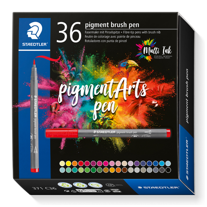 Pigment Arts Brush Pen 36-set in de groep Pennen / Kunstenaarspotloden en -stiften / Penseelstiften bij Voorcrea (130649)