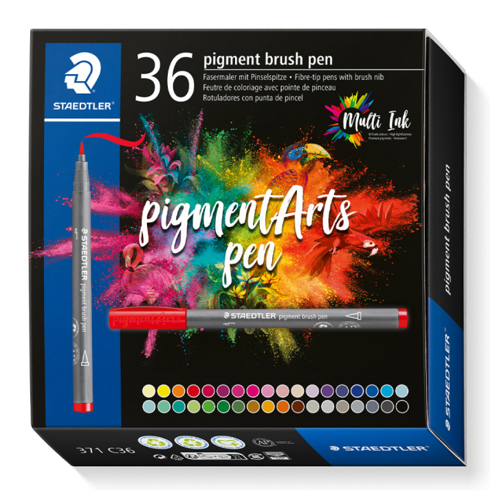 Pigment Arts Brush Pen 36-set in de groep Pennen / Kunstenaarspotloden en -stiften / Brushpennen bij Voorcrea (130649)