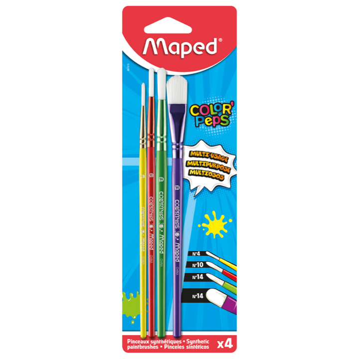 Color'Peps Kinderpenselen 4-pack in de groep Kids / Knutselspullen en verf voor kinderen / Penselen voor kinderen bij Voorcrea (130672)