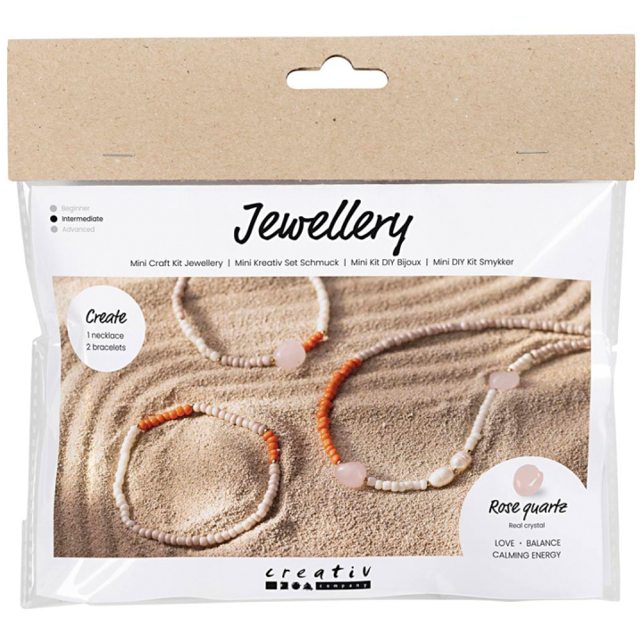 Mini DIY-kit Sieraden Rozenkwarts in de groep Kids / Leuk en leerzaam / Sieraden en parels / DIY-pakket bij Voorcrea (130691)