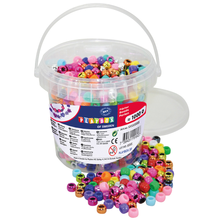 Pony Beads Mix 1000 stk in de groep Kids / Leuk en leerzaam / Sieraden maken voor kinderen bij Voorcrea (131296)