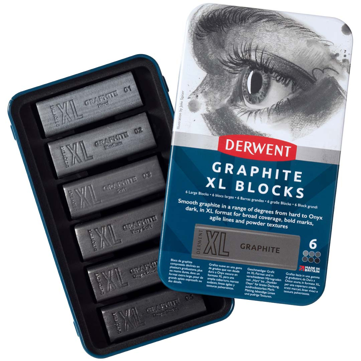 Graphitint XL Blocks Tin 6-set in de groep Kunstenaarsmateriaal / Krijt en potloden / Grafiet en potloden bij Voorcrea (131409)