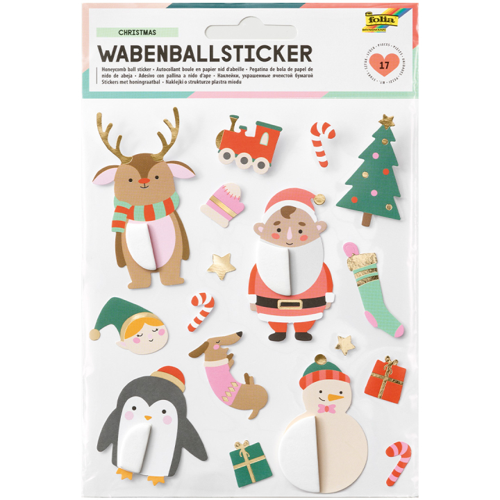 Stickers Honingraatpapier Kerstmis 1 Vel in de groep Kids / Leuk en leerzaam / Stickers bij Voorcrea (131558)