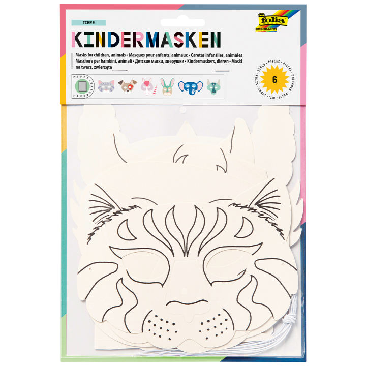 Kinder Maskers Dieren 6-pack in de groep Kids / Leuk en leerzaam / Kinderfeestjes bij Voorcrea (131574)