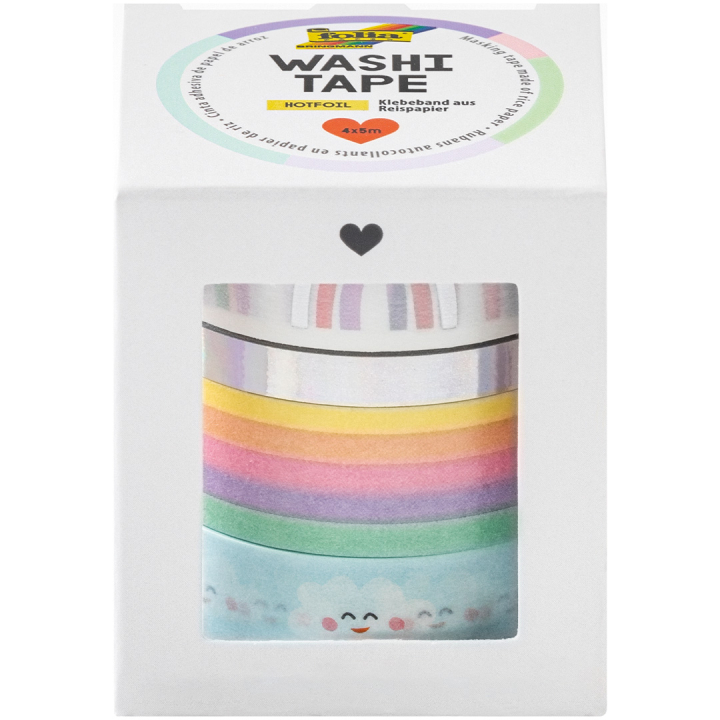 Washi-Tape Regenboog & Wolken 4-pack in de groep Creëren & Hobby / Hobbytoebehoren / Washi Tape bij Voorcrea (131590)