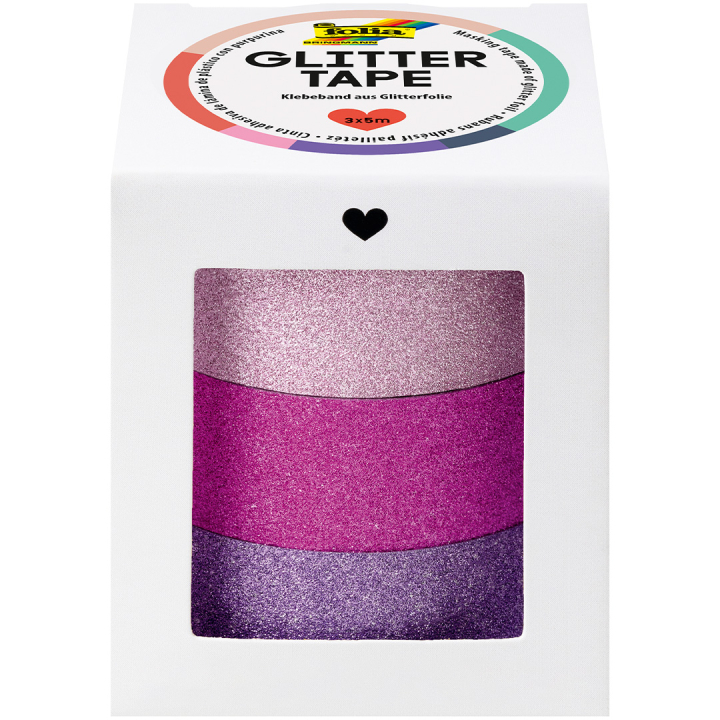 Glitter-Tape Paars 3-pack in de groep Creëren & Hobby / Hobbytoebehoren / Plakband bij Voorcrea (131602)