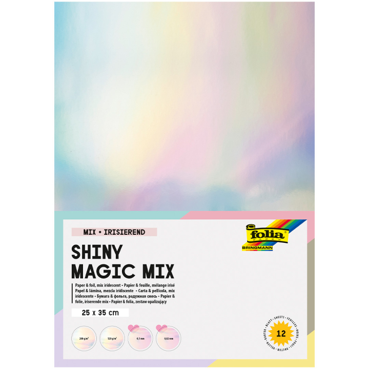 Kleurwisselend papier Shiny Magic Mix 12 vellen  in de groep Kids / Leuk en leerzaam / Knutselpapier & Tekenblok voor kinderen / Glitterpapier bij Voorcrea (131614)