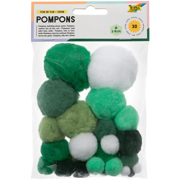 Pompons Groen 30-pack in de groep Kids / Leuk en leerzaam / Knutselmateriaal voor kinderen / Viltballen en pompons bij Voorcrea (131635)