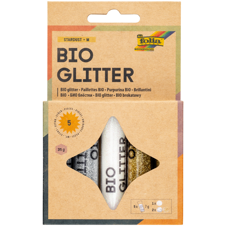 Bio Glitter Mix Sterrenstof 5-pack in de groep Kids / Leuk en leerzaam / Glitter en pailletten bij Voorcrea (131638)