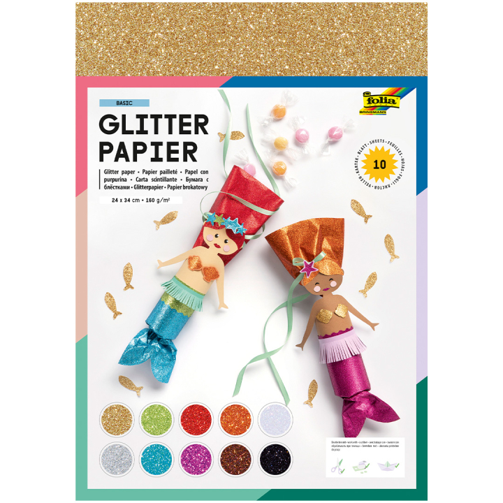 Glitterpapier 10-pack in de groep Kids / Leuk en leerzaam / Knutselpapier & Tekenblok voor kinderen bij Voorcrea (131659)