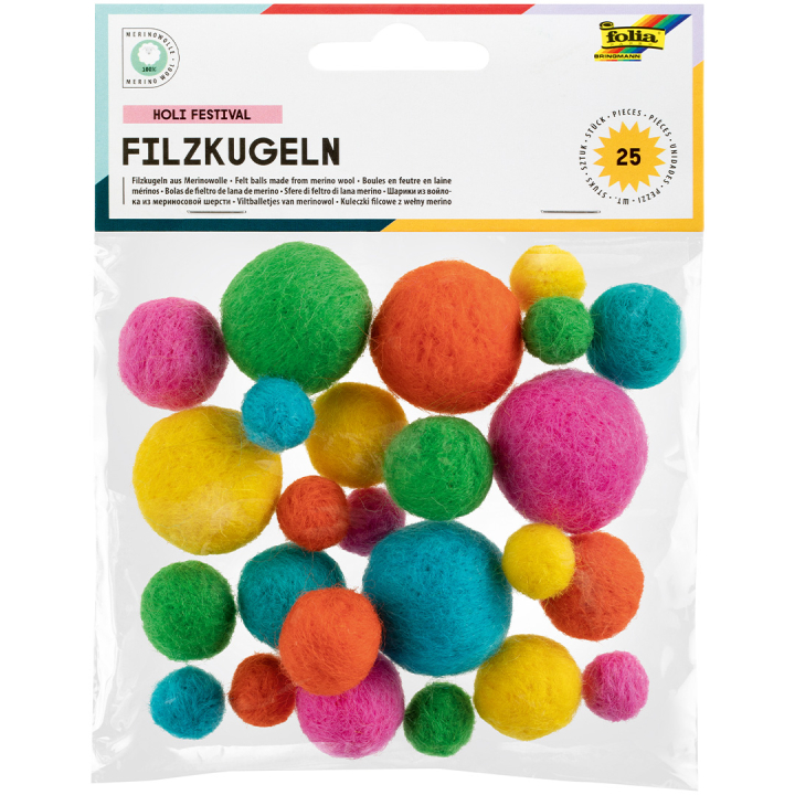 Viltballen Holi Festival 25-pack in de groep Creëren & Hobby / Creëren / Knutselen en DIY bij Voorcrea (131669)