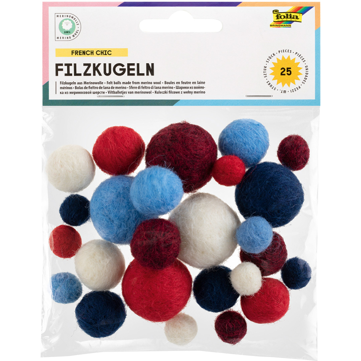 Viltballen French Chic 25-pack in de groep Kids / Leuk en leerzaam / Knutselmateriaal voor kinderen / Viltballen en pompons bij Voorcrea (131671)