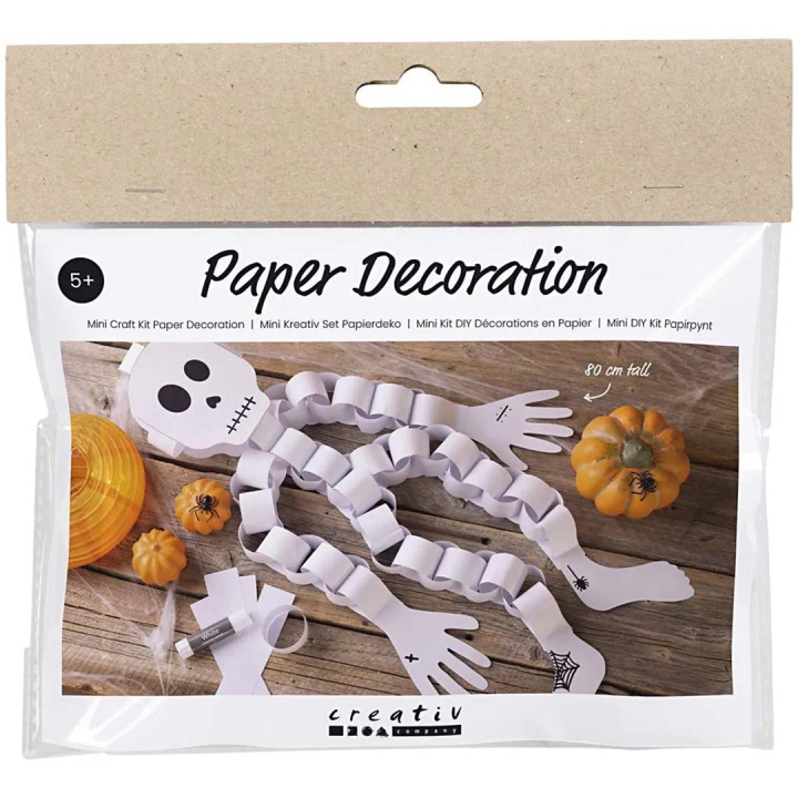 Mini DIY kit Papieren decoratie Skelet (5 jaar+) in de groep Creëren & Hobby / Feestdagen en seizoenen / Halloween bij Voorcrea (132625)