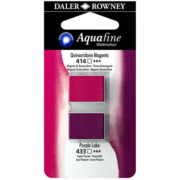 Aquarelle Half-pan Duo Quinacridone Magenta/Purple Lake in de groep Kunstenaarsmateriaal / Kunstenaarsverf / Aquarelverf / Aquarelverf in napje bij Voorcrea (132894)