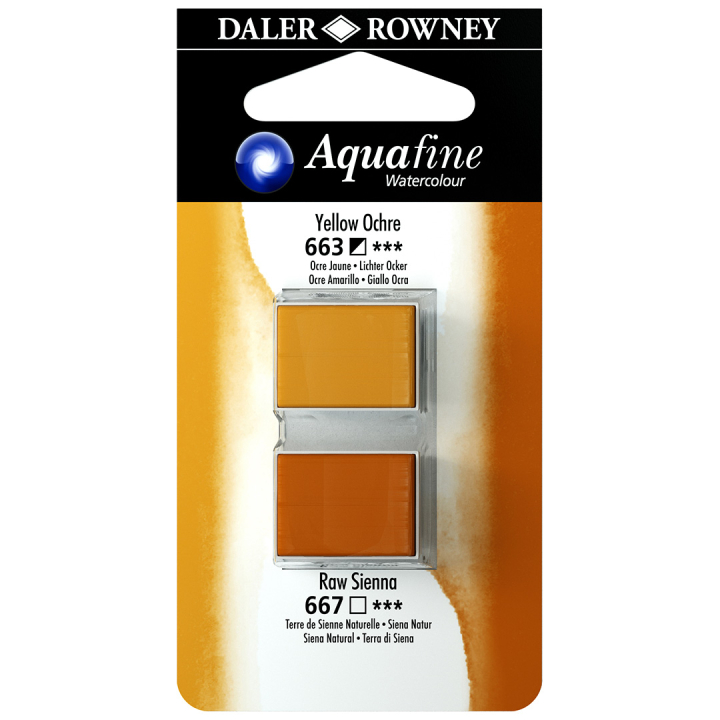 Aquarelle Half-pan Duo Yellow Ochre/Raw Sienna in de groep Kunstenaarsmateriaal / Kunstenaarsverf / Aquarelverf / Aquarelverf in napje bij Voorcrea (132904)