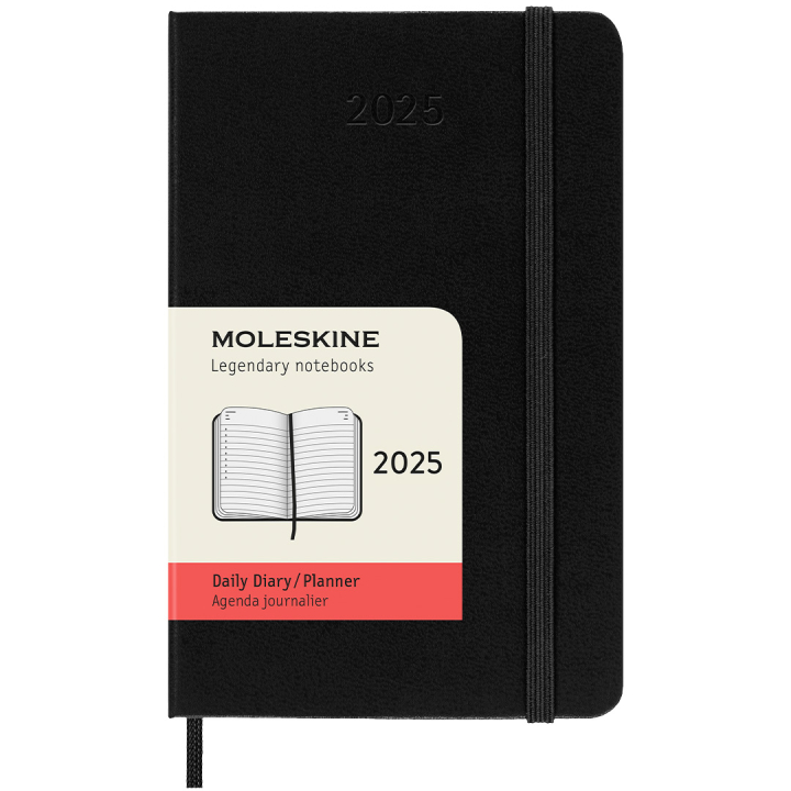 12M Daily Kalender 2025 Hardcover Pocket Black in de groep Papier & Blokken / Kalenders en agenda's / 12 maanden agenda's bij Voorcrea (133770)