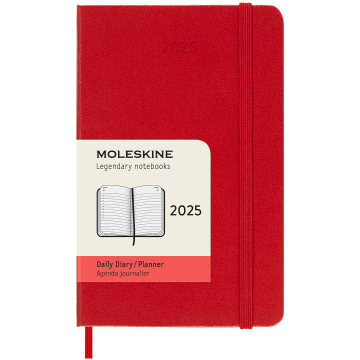 12M Daily Kalender 2025 Hardcover Pocket Red in de groep Papier & Blokken / Kalenders en agenda's / 12 maanden agenda's bij Voorcrea (133773)