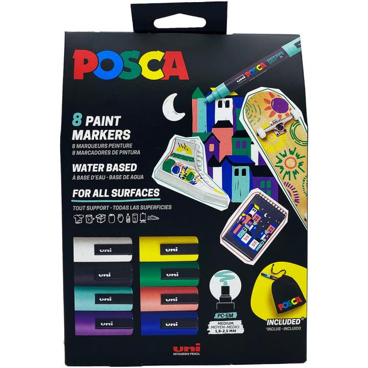 Posca Pouch PC-5M Limited Edition 8-set in de groep Pennen / Kunstenaarspotloden en -stiften / Acrylmarkers bij Voorcrea (133849)