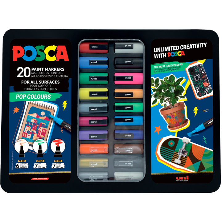 Posca Pop Colours 20-set in de groep Pennen / Kunstenaarspotloden en -stiften / Acrylmarkers bij Voorcrea (133850)