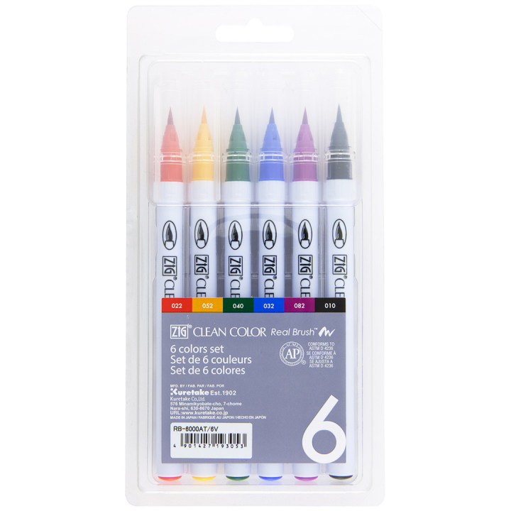 Clean Color Real Brush 6-set in de groep Pennen / Kunstenaarspotloden en -stiften / Penseelstiften bij Voorcrea (134105)