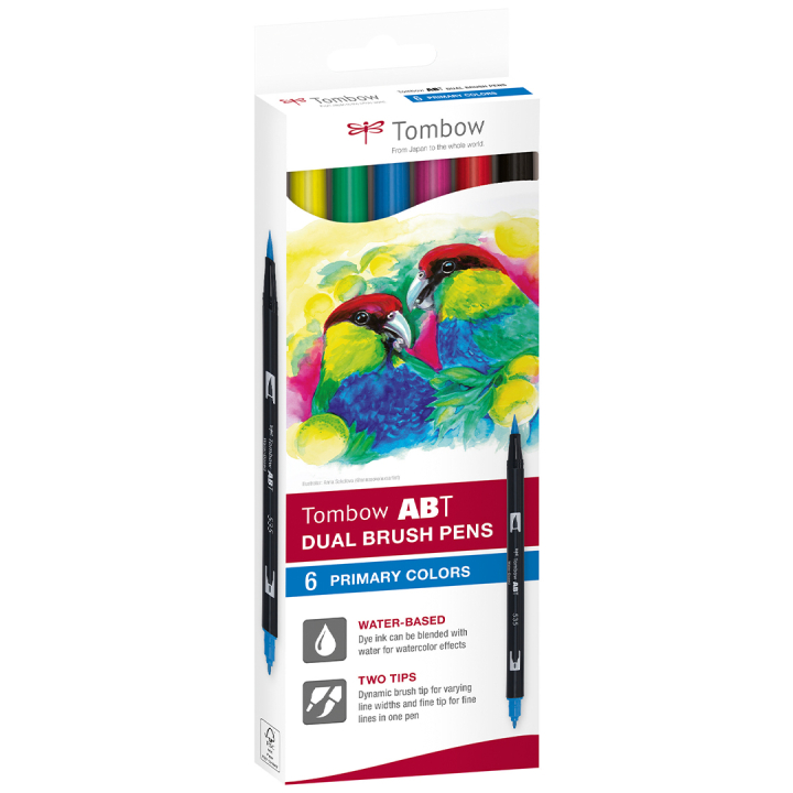 ABT Dual Brush pen 6-set Basic in de groep Pennen / Kunstenaarspotloden en -stiften / Penseelstiften bij Voorcrea (134111)